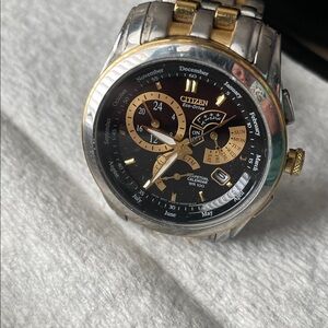 Citizen Eco-Drive 8700 Solar Two-Tone Watch with Black Dial E870-S015294